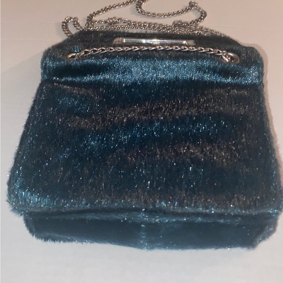 Free People green fuzzy furry chain Tote crossbody purse handbag shoulder bag - Picture 3 of 12